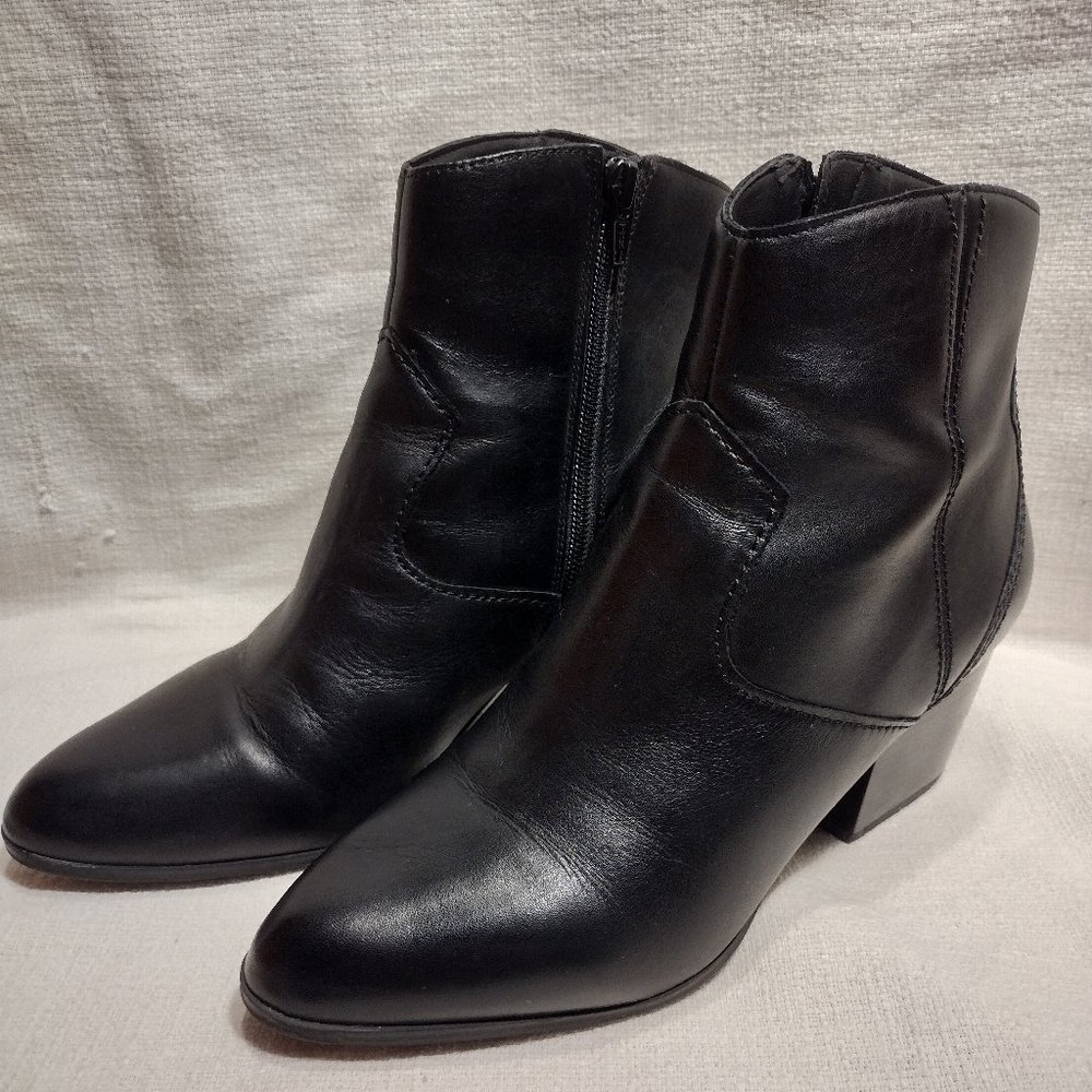 🌎 Aldo || 2.5" Marecchia Black Leather Ankle Bootie